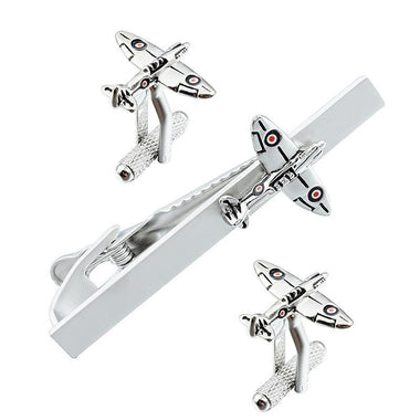 Novelty Airplane Tie Clip & Cufflinks Set