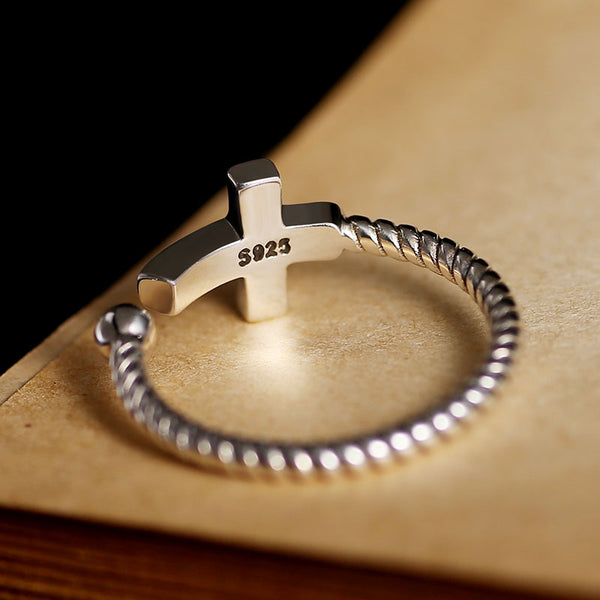 Sterling Silver Opening Cross Novelty Ring