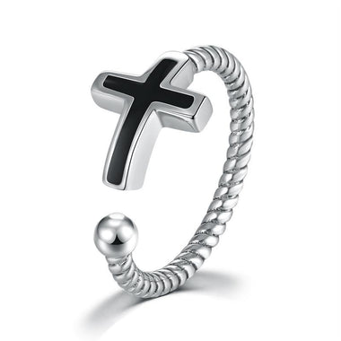 Sterling Silver Opening Cross Novelty Ring