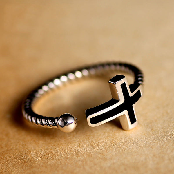Sterling Silver Opening Cross Novelty Ring