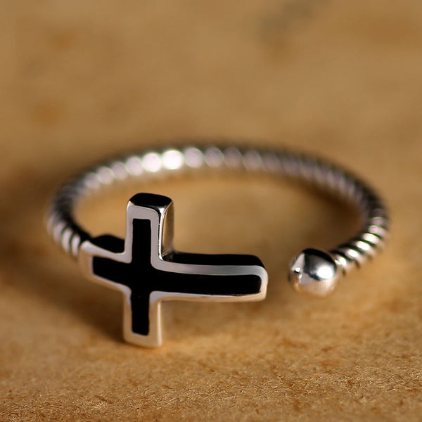 Sterling Silver Opening Cross Novelty Ring